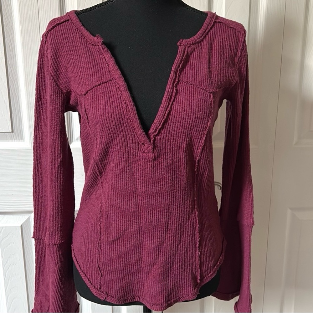 Free People Give Me A Little Bell Sleeve Rib Top - Picture 3 of 14